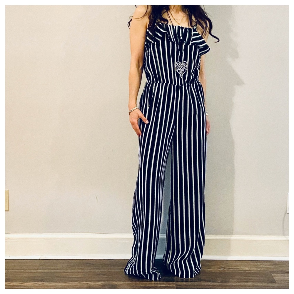 WIDE LEG TANK STRIPED JUMPSUIT - Picture 7 of 8